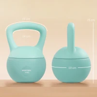 SPORTNOW Pesa Rusa 4 kg Kettlebell Relleno de Arena Metálica y Mango Antideslizante para Entrenamiento en Casa 19x15x25 cm Verde(m-3)
