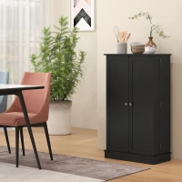 HOMCOM Armario Despensa Cocina con 2 Puertas y 16 Estantes Alacena Moderna con Estantes Ajustables 60x30x104cm Negro(m-10)