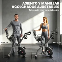SPORTNOW Bicicleta Estática Plegable con 8 Niveles de Resistencia Volante Pantalla LCD Bluetooth Pulsómetro y Sillín Ajustable(m-7)