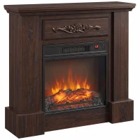 HOMCOM Stand-Elektrokamin 1800W mit Flammeneffekt, Fernbedienung, Timer und einstellbarer Temperatur, Braun(m-1)