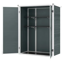 Outsunny Abrigo de Jardim 0,81 m² 134x68,5x170 cm em Plástico com Solo 2 Prateleiras Dobráveis Portas Duplas com Fecho Cinzento(m-11)