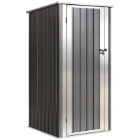 Outsunny Cobertizo de Jardín Exterior 0,69 m² 83x89x163 cm con Techo Inclinado Puerta con Cerradura Incluye Guantes Gris Oscuro(m-1)