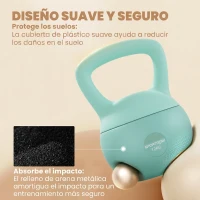 SPORTNOW Pesa Rusa 12 kg Kettlebell Relleno de Arena Metálica Mango Antideslizante para Entreno en Casa 21x21x30 cm Verde(m-4)