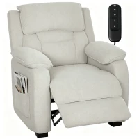 HOMCOM Fauteuil relax électrique fauteuil inclinable port USB repose-pieds poches latérales télécommande 86x90x103cm beige(m-11)