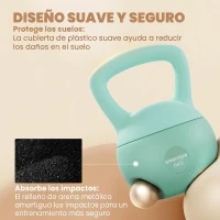 SPORTNOW Pesa Rusa 6 kg Kettlebell Relleno de Arena Metálica y Mango Antideslizante para Entrenamiento en Casa 19x19x28 cm Verde(m-4)
