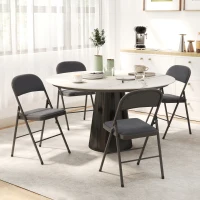 HOMCOM Lot de 4 chaises pliantes et portables intérieur avec assises et dossiers rembourrés en velours, cadre en acier, gris foncé(m-10)