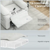 HOMCOM Sillón Relax Reclinable Eléctrico Motor Silencioso 2 Posiciones Memoria Reposapiés Reposacabezas Puerto USB y Bolsillos(m-5)