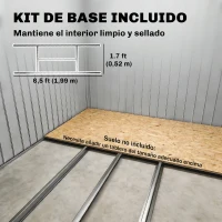 Outsunny Cobertizo de Jardín Exterior 2,42 m² 213x130x172 cm con Puerta Corredera Techo Inclinado Base y 2 Ventanas Gris Claro(m-7)