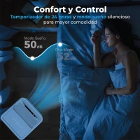 HOMCOM Aire Acondicionado Portátil 12000 BTU 5 en 1 Enfriamiento Deshumidificador Ventilador Temporizador para 35 m² Blanco(m-7)