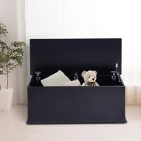 HOMCOM Coffre de rangement coffre à jouets grande capacité de rangement charnière verrouillée  en bois 100 x 40 x 40 cm noir(m-10)