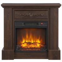 HOMCOM Stand-Elektrokamin 1800W mit Flammeneffekt, Fernbedienung, Timer und einstellbarer Temperatur, Braun(m-7)