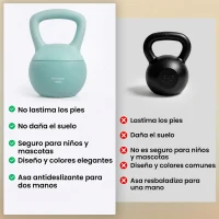 SPORTNOW Pesa Rusa 6 kg Kettlebell Relleno de Arena Metálica y Mango Antideslizante para Entrenamiento en Casa 19x19x28 cm Verde(m-7)