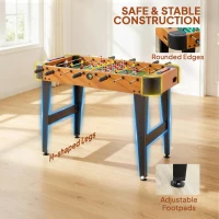 SPORTNOW Baby-foot 92 cm, 22 joueurs, 2 balles, compteurs manuels, poignées antidérapantes, marron(m-9)