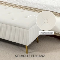 HOMCOM Ławka z miejscem do przechowywania, ławka tapicerowana o wyglądzie weluru, złote stalowe nogi, ławka przy łóżku do salonu(m-4)