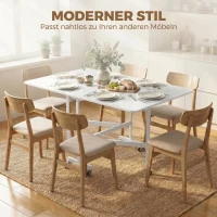 HOMCOM Table à Manger Pliante sur Roulettes pour 4-6 Personnes 120 cm, Roues avec Freins, 2 Abattants, Style Industriel, Blanc(m-4)