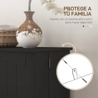 HOMCOM Armario Despensa Cocina con 2 Puertas y 16 Estantes Alacena Moderna con Estantes Ajustables 60x30x104cm Negro(m-6)