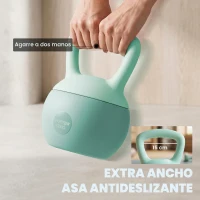 SPORTNOW Pesa Rusa 12 kg Kettlebell Relleno de Arena Metálica Mango Antideslizante para Entreno en Casa 21x21x30 cm Verde(m-5)