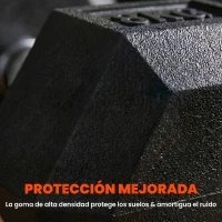 HOMCOM Juego de Mancuernas 2x8 kg con Barra de Conexión de Metal Cabeza Hexagonal para Entrenamiento en Casa Negro y Plata(m-4)