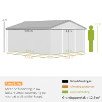 Outsunny Gereedschapsschuur met fundering 24,5 m³ gereedschapsschuur tuinhuisje stalen schuifdeur(m-3)