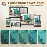HOMCOM Schommelstoel met Voetenbank, Comfortabel, Tot 130 kg, Linnenlook, 64x89x90cm, Donkergroen(m-7)