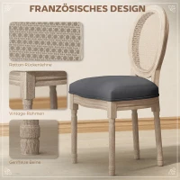 HOMCOM Keukenstoelen Set van 2, Zacht Gepolsterd, Vintage Ontwerp, Rattan Look, Grijs(m-4)