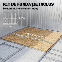 Outsunny Caseta de Jardim Exterior, 12,4 m² 340x386x200 cm Abrigo de Jardim Metálico com Portas Duplas com Fechadura, Kit de Fundação e Ventilação para Armazenamento de Bicicletas, Cor Ocre Escuro(m-6)