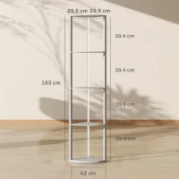 HOMCOM Lampă LED de podea 5 nivele dimabilă cu raft, schimbare de culoare RGB, telecomandă(m-3)