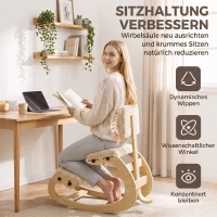 HOMCOM Ergonomiczny stołek kolanowy, stołek kolanowy z oparciem, wygląd sztruksu, fotel biurowy do domu, biura, medytacji, kremowo-biały(m-4)