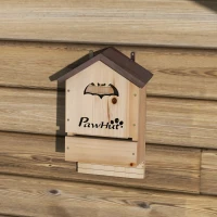 PawHut Set de 3 Casas para Murciélagos Cajas de Madera para Exterior Jardín Huerto o Granja Fácil de Montaje Natural(m-9)