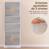 HOMCOM Alacena de Cocina Alta con 4 Puertas con Bisagras de Cierre Suave Estantes Ajustables 2 Compartimentos Abiertos Blanco(m-6)