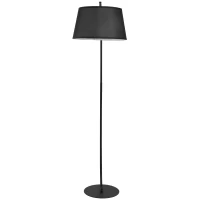 HOMCOM Candeeiro de Pé em Arco com Abajur em Tecido para Sala, Casquilho E27, Interruptor de Pedal, Preto(m-10)