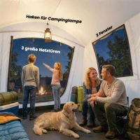 Outsunny Aufblasbares Zelt 2-4 Personen Schneller Aufbau Outdoor Zelt für Camping mit Luftpumpe Mesh Fenster Heringen Vordach(m-9)