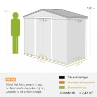 Outsunny Gereedschapsschuur tuinhuisje opbergruimte voor gereedschappen tuinkast gereedschapskast metaal(m-3)