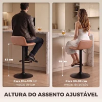 HOMCOM Conjunto de 2 Bancos Altos de Cozinha Giratórios 360° Ajustáveis em Altura com Apoio para os Pés em Pele Sintética(m-7)