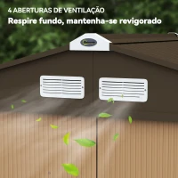 Outsunny Abrigo de Jardim Exterior 2,42 m² 213x130x185 cm com Porta de Correr, Ventilação e Luvas, Amarelo(m-7)