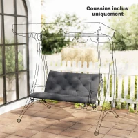 Outsunny Coussin de banc matelas assise dossier pour banc de jardin coussin balancelle canapé 3 places gris(m-10)