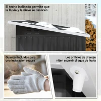 Outsunny Caseta de Jardín 221x133x190 cm Cobertizo de Exterior Metálico para Almacenamiento de Herramientas Gris Oscuro(m-7)