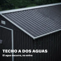 Outsunny Cobertizo de Jardín 8,3 m² 277x322x192 cm con 2 Puertas Corredizas Base Refuerzo (Suelo NO Incluido) Gris(m-7)