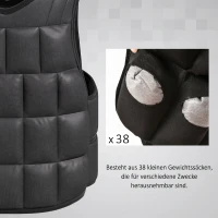 HOMCOM Kamizelka obciążeniowa 10 kg regulowana z wyjmowanymi obciążnikami czarna(m-4)