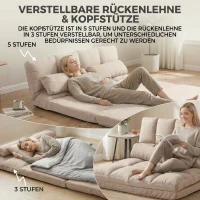 HOMCOM 2-in-1 Bodensessel, Rückenlehne, Verstellbar, 102 x 73 x 60 cm, Beige(m-4)
