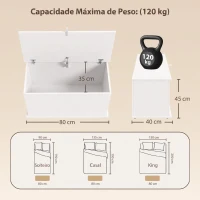HOMCOM Baú de Arrumação 102 L com Dobradiça de Segurança Estilo Moderno para Corredor Quarto e Sala 80x40x45 cm Branco(m-3)