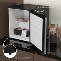 HOMCOM Mini Congelatore da 35L con Ripiano Rimovibile e Temperatura Regolabile, 47x44.2x48.8 cm, Argento(m-6)