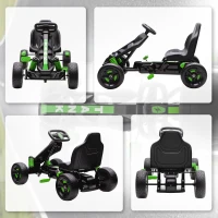 AIYAPLAY Kart à pédales pour enfants, karting enfant 3 à 6 ans avec roue libre, frein, roues EVA antidérapantes, vert(m-9)