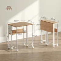 HOMCOM Faltbarer Schreibtisch, zum Beistelltisch umwandelbar, offenes Regal, Natur(m-3)