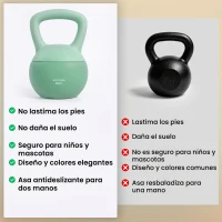 SPORTNOW Pesa Rusa 8 kg Kettlebell Relleno de Arena Metálica y Mango Antideslizante para Entrenamiento en Casa 19x19x28 cm Verde(m-7)
