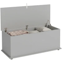 HOMCOM Coffre de rangement, banc de rangement avec couvercle rabattable et charnières de sécurité, 100 x 40 x 40 cm, gris(m-16)