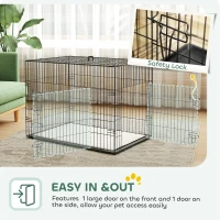 PawHut Gaiola Dobrável para Cães com Almofada, Portas e Tabuleiro Removível, 90 x 57,5 x 62 cm, Preto e Bege(m-5)