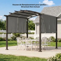 Outsunny Lot de 2 toiles de rechange pergola rétractable 4,9 x 1,2 m pour pergola de 3 x 3 m polyester protection UV gris foncé(m-8)