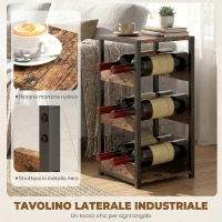 Portabottiglie HOMCOM, scaffali ondulati, piedini regolabili, marrone rustico, nero.(m-6)