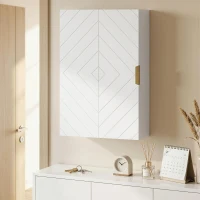 kleankin Mueble para Baño Suspendido con 1 Asa de Acero y Estantes Ajustables Estilo Moderno 40x15x60 cm Blanco(m-9)